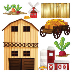 Canvas Print - Farm Objects and Elements Vector Set