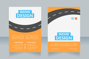 Racing skills improvement blank brochure design. Template set with copy space for text. Premade corporate reports collection. Editable 2 paper pages. Bebas Neue, Ebrima, Roboto Light fonts used