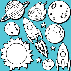 Wall Mural - astronomy objects and icons vector set