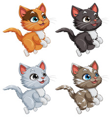 Poster - Collection of Cute Cats in Jumping Pose