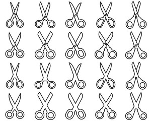 Wall Mural - Scissors line set icon, logo vector