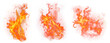 Fire collection. Realistic Fire Flames transparent without background. Burning red wildfire flames set, burn bonfire silhouette and blazing fiery spurts of flame PNG transparent