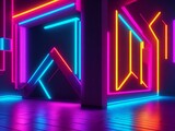 Fototapeta Perspektywa 3d - colorful light neon background wallpaper ai generated