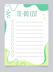 Wall Mural - To-do list worksheet design template. Blank printable goal setting sheet. Time management sample. Scheduling page for organizing personal tasks. Amatic SC Bold, Oxygen Regular fonts used