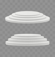 Aufkleber - Set of circle podiums. Vector 3d stage isolated on white background.