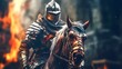medieval knight riding a horse - Generative AI