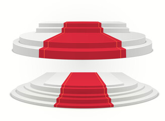 Aufkleber - Set of circle podiums. Vector 3d stage isolated on white background.