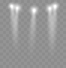 Aufkleber - Spotlights With Rays. Shining light beams isolated. Vector transparent light effect