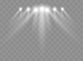 Aufkleber - Spotlights With Rays. Shining light beams isolated. Vector transparent light effect