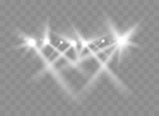 Aufkleber - Spotlights With Rays. Shining light beams isolated. Vector transparent light effect