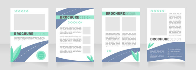 Bicycle friendly city blank brochure design. Template set with copy space for text. Premade corporate reports collection. Editable 4 paper pages. Barlow Black, Thin, Nunito Light fonts used
