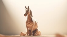 Horse On Background. 3d Rendering. Generative AI