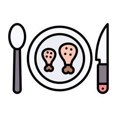 Poster - Dinner Line Color Icon