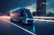 Futuristic truck driving in a modern city - Generatrive AI