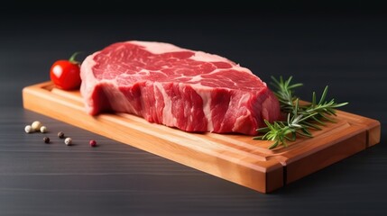 raw meat on a wooden board