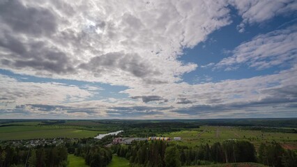 Wall Mural - white clouds floating in the sky and beautiful landscape. blue sky white clouds. puffy fluffy white 