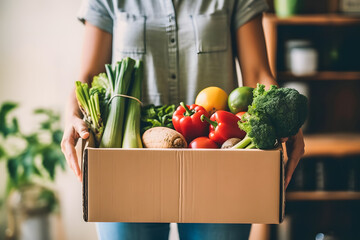 fresh and organic vegetables delivered to your doorstep: woman's exciting delivery