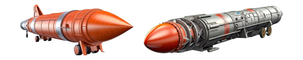 Wall Mural - set of rockets isolated on transparent background - generative ai