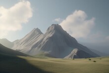 A Minimalist Landscape With A Scenic Mountain Or Hillside, Generative AI