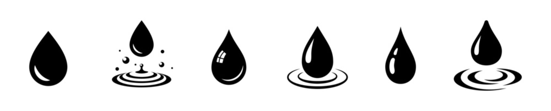Wall Mural -  - Water drop icon set. Flat droplet logo shapes collection