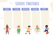 Flat template school timetable with international children