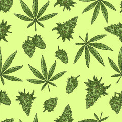 Sticker - Marijuana leaves pattern seamless colorful