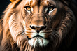Lion face , feline king isolated , wildlife Portrait Wildlife animal. Generative ai