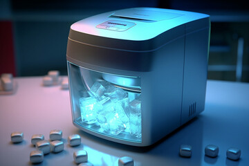 Aufkleber - A compact and portable ice maker, providing a steady supply of ice cubes for parties, gatherings, and everyday use. Generative AI technology.