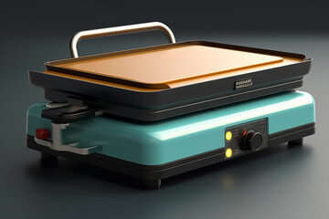 Poster - A versatile electric griddle with a large cooking surface, ideal for preparing pancakes, eggs, and grilled sandwiches. Generative AI technology.