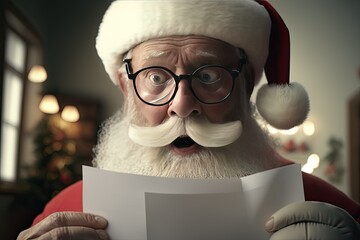 Poster - portrait of Santa Claus reading letter