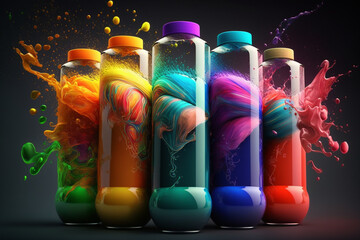 Poster - A set of artist's paint tubes with vibrant colors oozing out, symbolizing the unlimited possibilities and creativity of the artistic endeavor.  Generative AI technology.