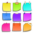Collection of various note papers. Hand drawn doodle notepaper for messages set. Illustration on transparent background
