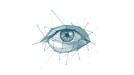 Digital vision concept. Low poly eye isolated on white background. Conception of abstract view. Polygonal vector illustration