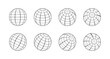 © Roman - Earth globe made by grid from different sides. Set of 3d globes, grid spheres. Linear wireframe World globe in various position. Vector illustration.