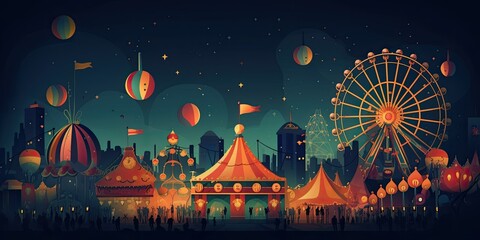 Festivals and masquerade, circus festive background. Generative ai.