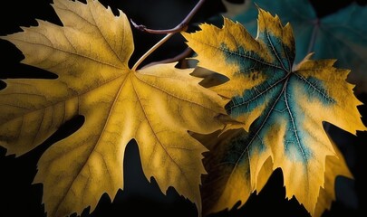 Wall Mural - there is nothing more characteristic of autumn than the completely yellowed leaves of the maple on t