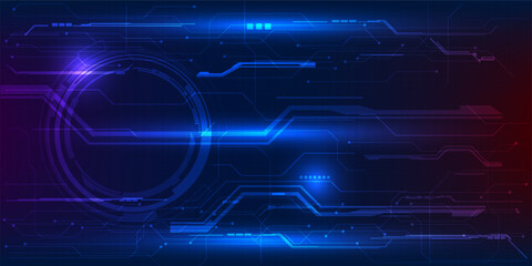 Wall Mural - vector illustrations of abstract blue digital hi tech background with glowing horizontal line and di