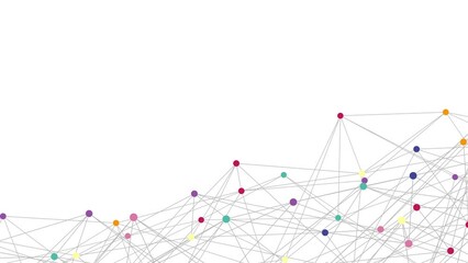 3D Animation - Modern abstract geometric background of an interconnected mesh pattern with colorful dots with looping motion and copy space