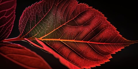 Wall Mural - component of a red leaf generative ai