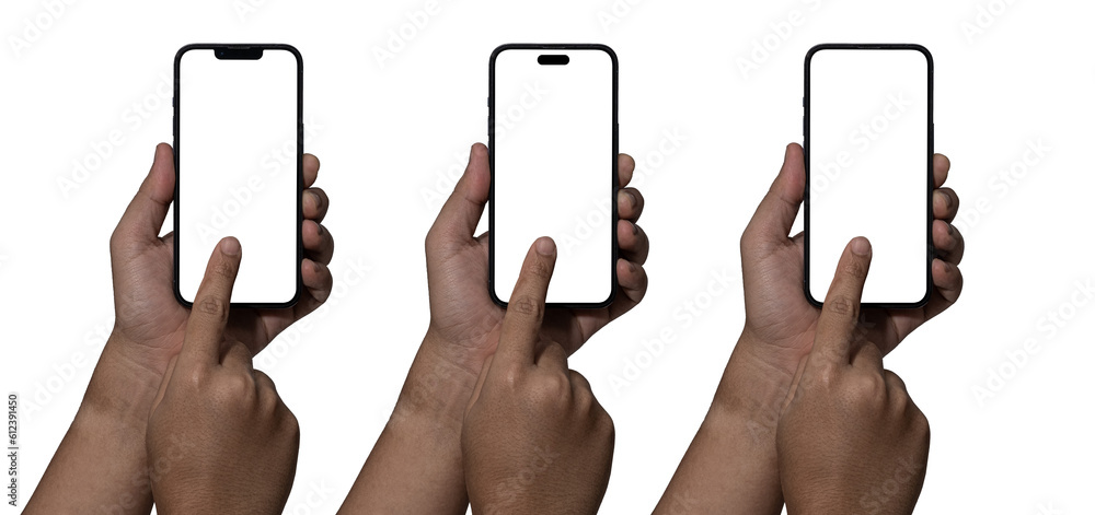 Smartphone similar to iphone 14 with blank white screen for Infographic ...