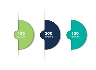 Circle first, second and third diagram, scheme, chart. 3 template for presentation. 3 steps options, elements, ingographic.