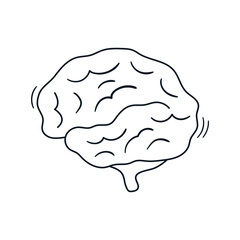 Wall Mural - Abstract hand drawn brain illustration. Simple doodle drawing of human organ. Symbol of knowledge,  mental health and intelligence. Outline vector icon.