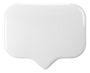 3D glossy blank white speech bubble