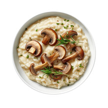 Mushroom Risotto Isolated On A Transparent Background. Generative AI