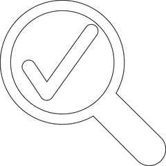 Magnifying glass check mark sign for decoration.
