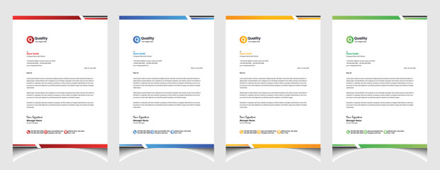 Professional corporate company business colourful letterhead template design with a4 size stationary item modern letterhead.