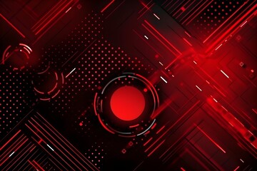 Wall Mural - Red abstract technology pattern background, ai generated