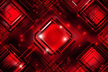 Wall Mural - Red abstract technology pattern background, ai generated