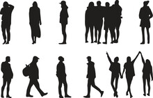 Flat Silhouettes Of People With Transparent Background