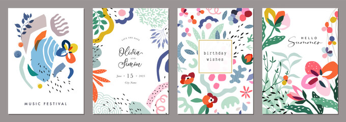 Wall Mural - creative universal art templates with abstract and floral elements. for poster, greeting and busines